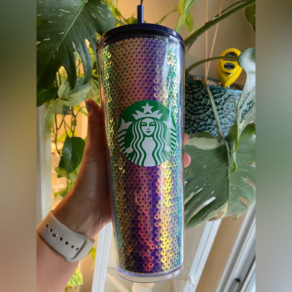 Starbucksw Iridescent Black Sequined Venti Tumbler